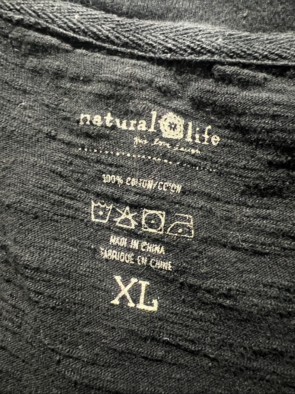 NATURAL LIFE Black Crewneck Long Tee/Dress with Printed Care Label - Picture 2 of 8